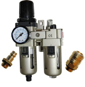 Zestaw filtro reduktor + smarownica do kompresora sprężarki AC-3010 - 3/8'' + szybkozłącze i wtyk zatrzaskowy