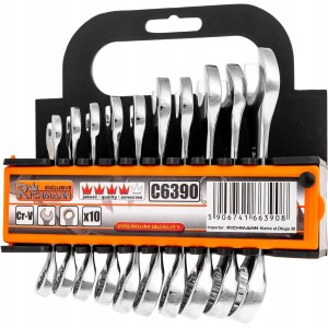 KLUCZE OCZKOWO-PŁASKIE KRÓTKIE 10-19mm.10SZT.C6390