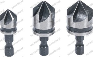 Pogłębiacze stożkowe HSS 1/4`, 12, 16, 19 mm, 3 szt. B.70052